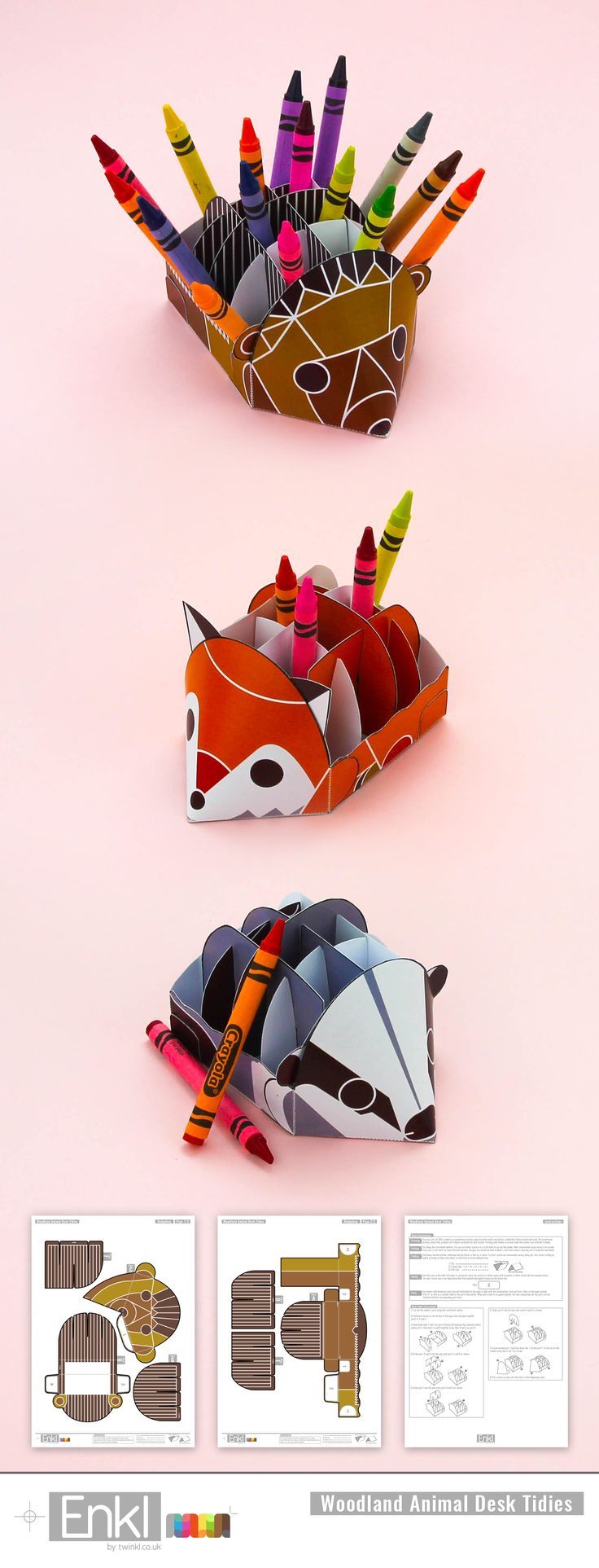ENKL Woodland Animals Desk Tidies Make your own cute animal desk